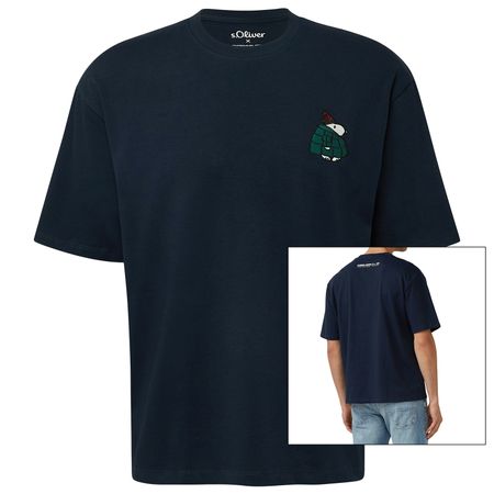 s.Oliver Übergrößen T-Shirt navy Peanuts™-Stickerei s.Oliver Übergrößen T-Shirt navy Peanuts™-Stickerei