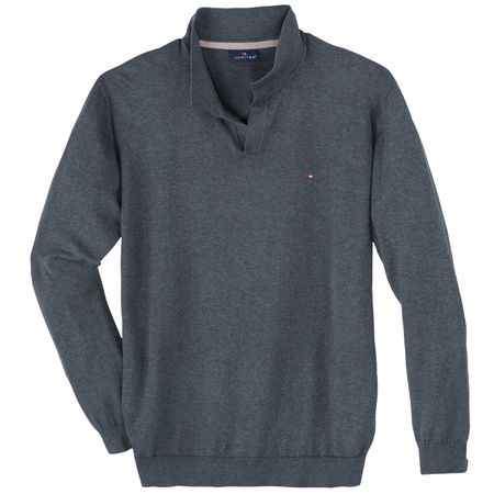 Jupiter Übergrößen Langarm-Polo anthrazit melange