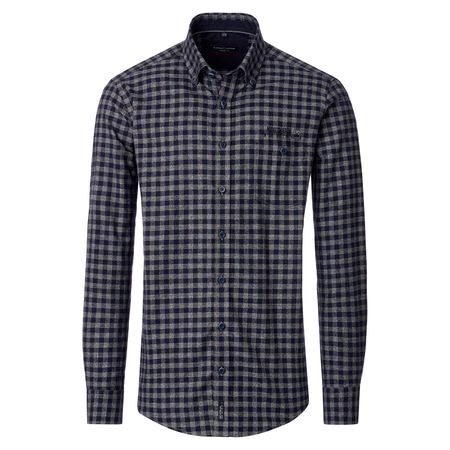 CasaModa Übergrößen Langarmhemd navy-grau kariert