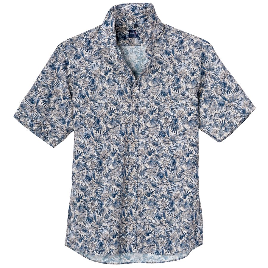 Marvelis Übergrößen Kurzarmhemd blau-beige floral