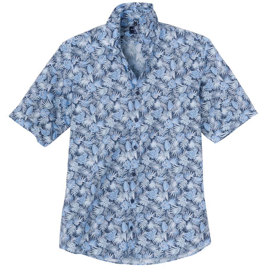 Marvelis Übergrößen Kurzarmhemd blau-weiß floral
