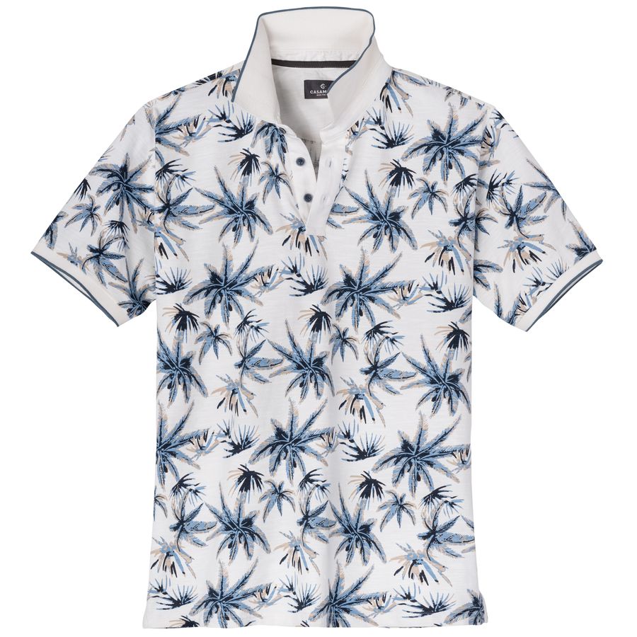 CasaModa Übergröße Poloshirt blau-beige-weiß Muster