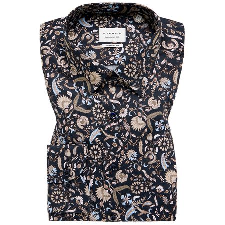 Eterna Übergrößen Langarmhemd bügelfrei blau-beige Eterna Übergrößen Langarmhemd bügelfrei blau-beige