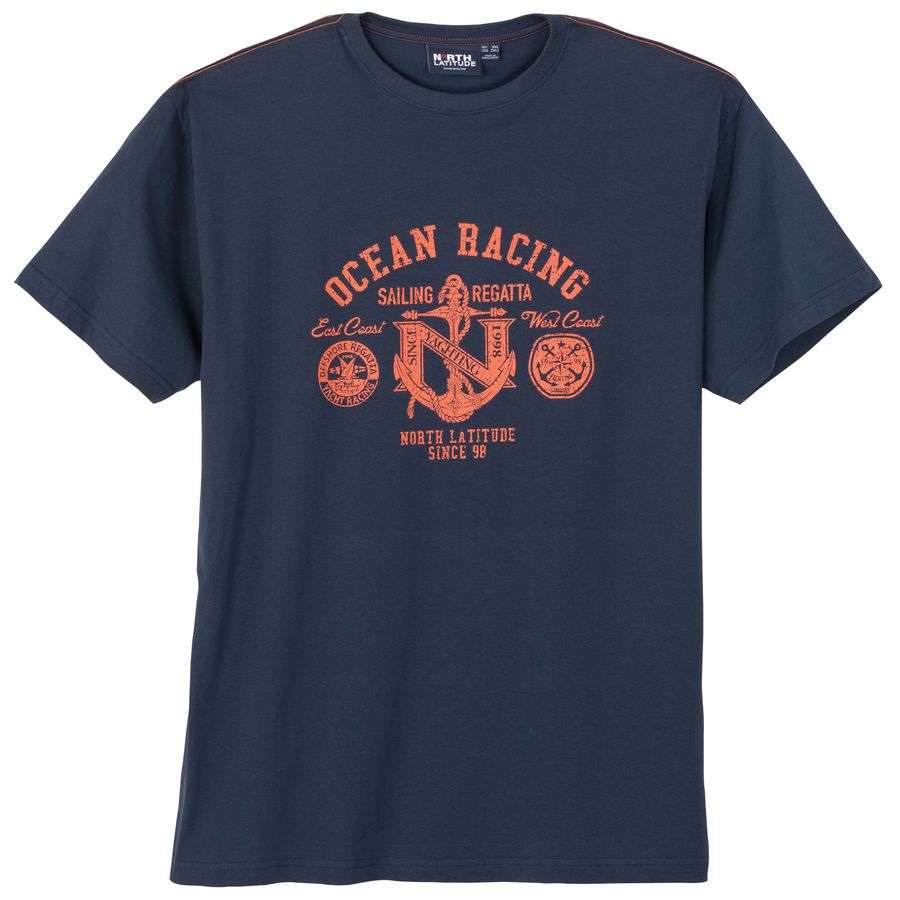 North Latitude Übergrößen T-Shirt navy Ankerprint