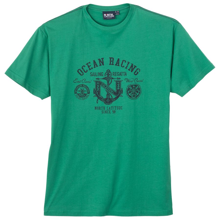 North Latitude Übergrößen T-Shirt grün Ankerprint