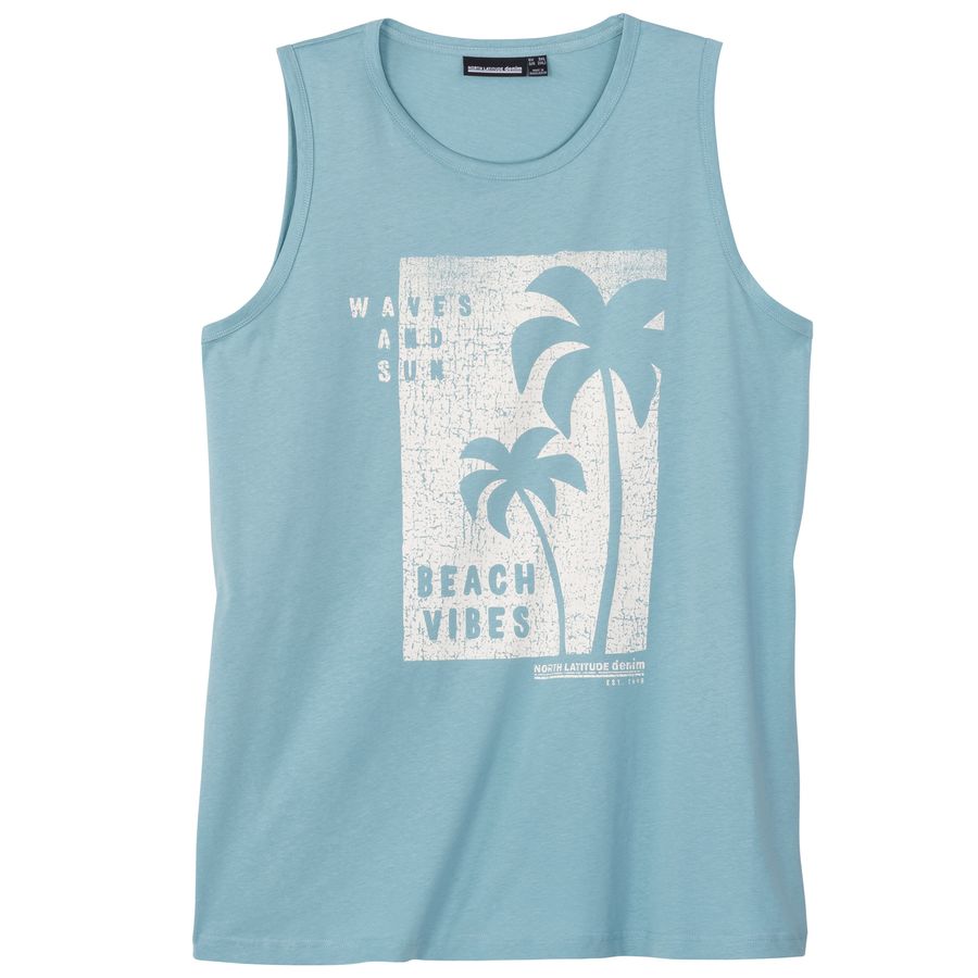 North Latitude Übergrößen Tanktop hellblau Palmen