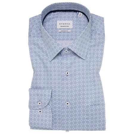 Eterna Übergrößen Langarmhemd bügelfrei blau-weiß
