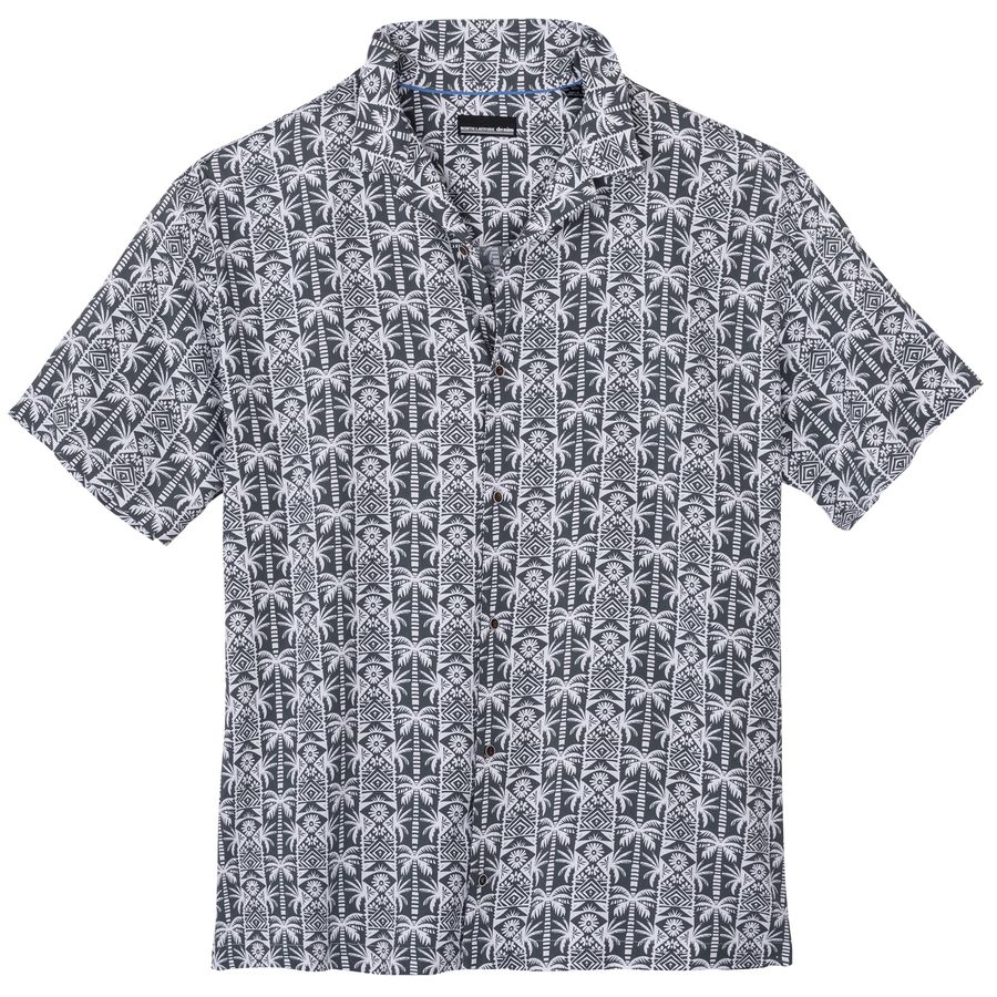 North Latitude Kurzarmhemd XXL Palmen Print grau-weiß