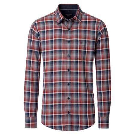 CasaModa Übergrößen Langarmhemd rost-navy-grau Karo