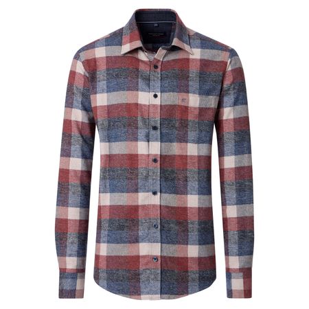 CasaModa XXL Feinflanellhemd blau-rost-beige Karo