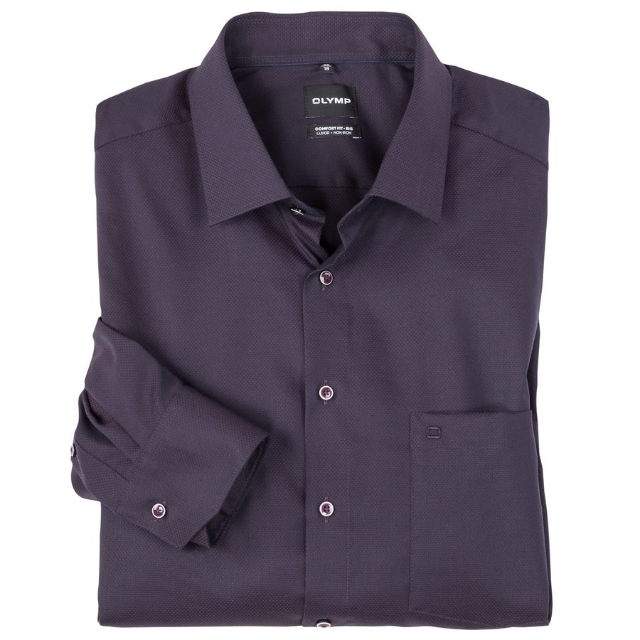 Olymp Langarmhemd Übergrößen bügelfrei pflaume