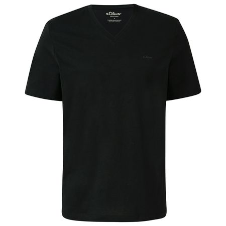 s.Oliver Basic-T-Shirt schwarz Übergrößen V-Neck