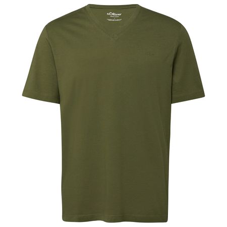 s.Oliver Basic-T-Shirt Übergrößen V-Neck oliv