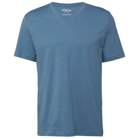 s.Oliver Basic-T-Shirt Übergrößen V-Neck rauchblau