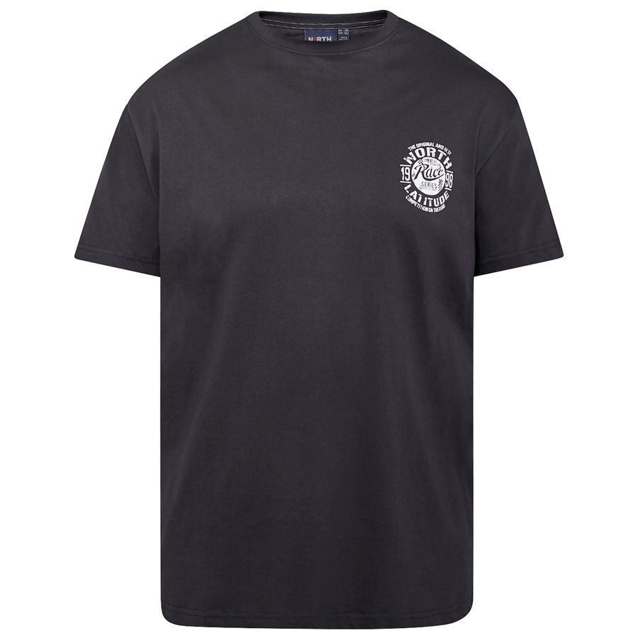 North Latitude Übergrößen Brustprint T-Shirt schwarz