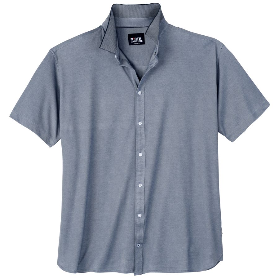 North Latitude Übergrößen Polohemd blaugrau melange