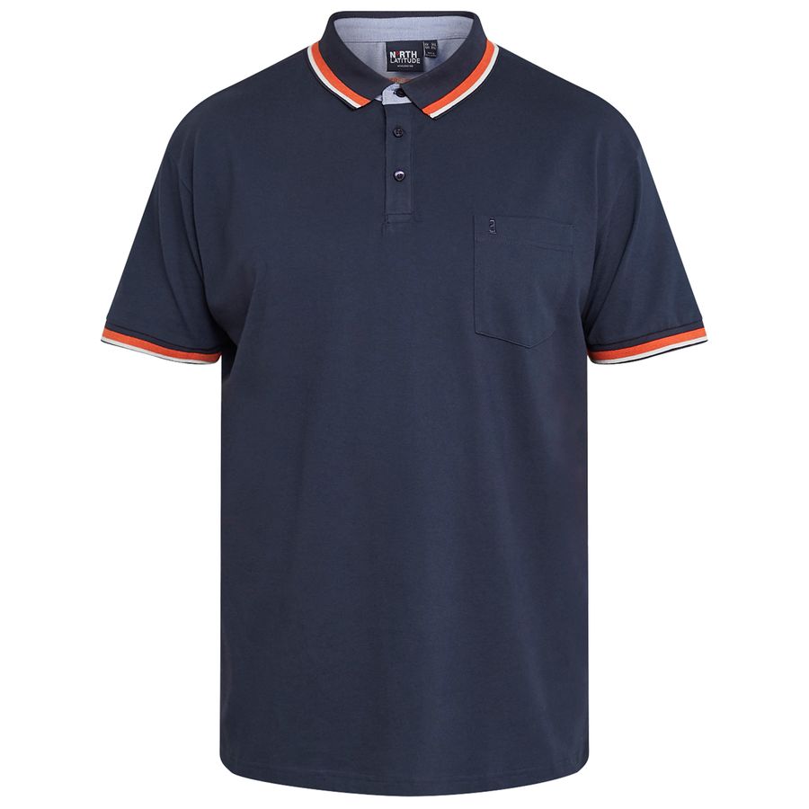 North Latitude Polo Kontraststreifen navy Übergröße