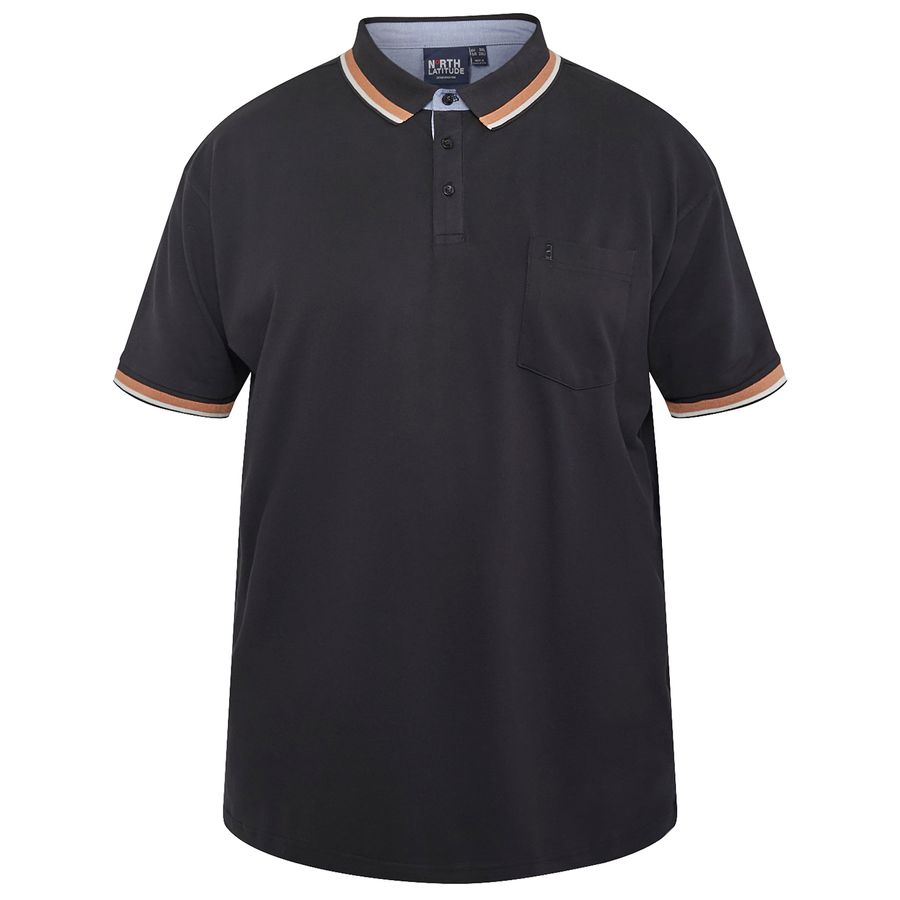 North Latitude Übergrößen Polo Streifen schwarz