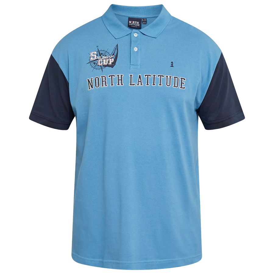 North Latitude Übergrößen Polo blau Colorblocking