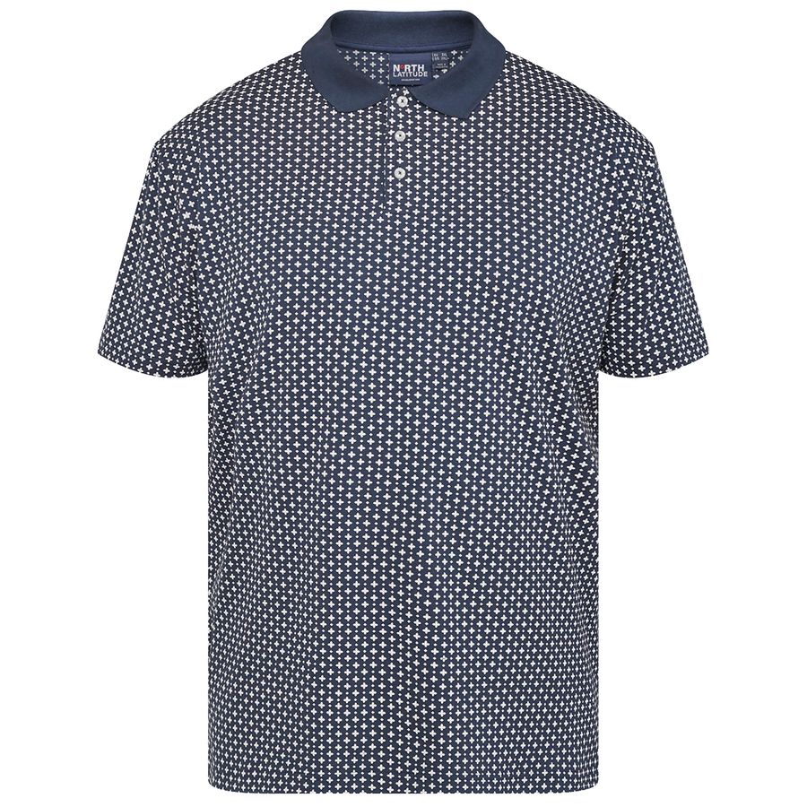 North Latitude Übergrößen Polo navy-weiß gemustert