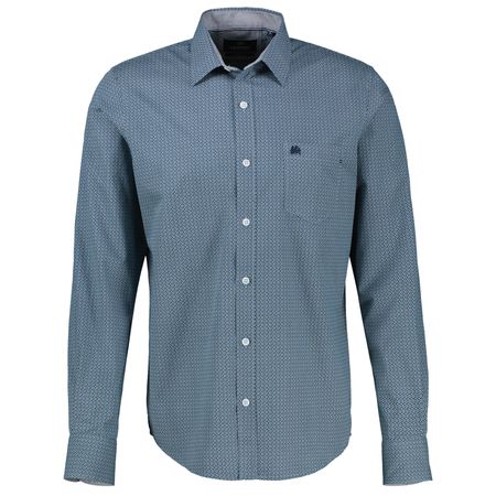 Lerros XXL Langarmhemd Minimalmuster navy-mint-weiß