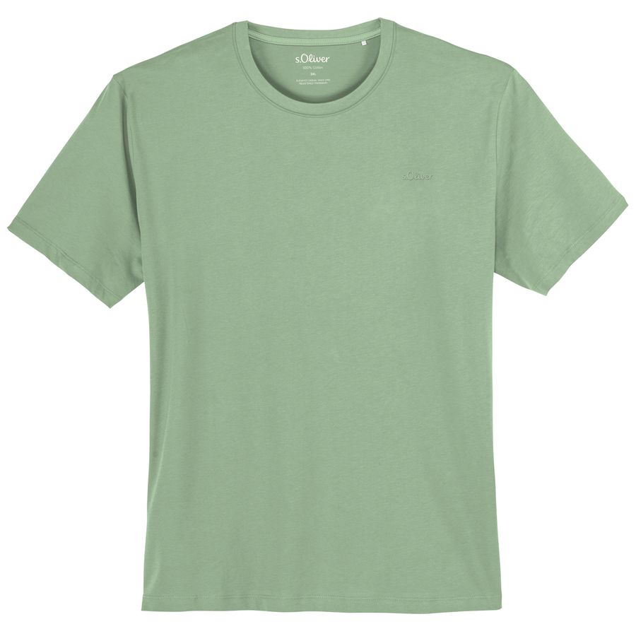 s.Oliver Übergrößen hellgrün Basic-T-Shirt Rundhals