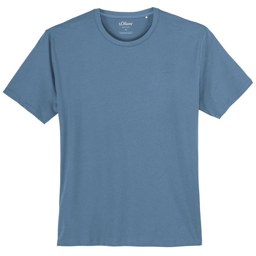 s.Oliver Übergrößen rauchblau Basic-T-Shirt Rundhals