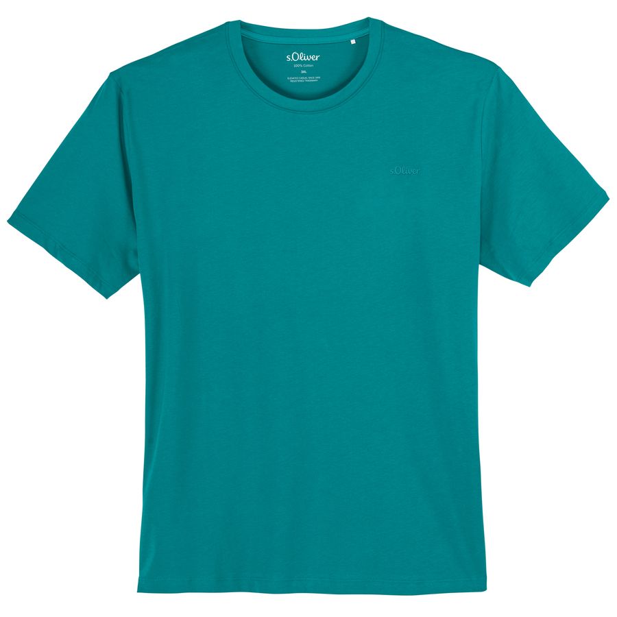 s.Oliver Übergröße petrolblau Basic-T-Shirt Rundhals