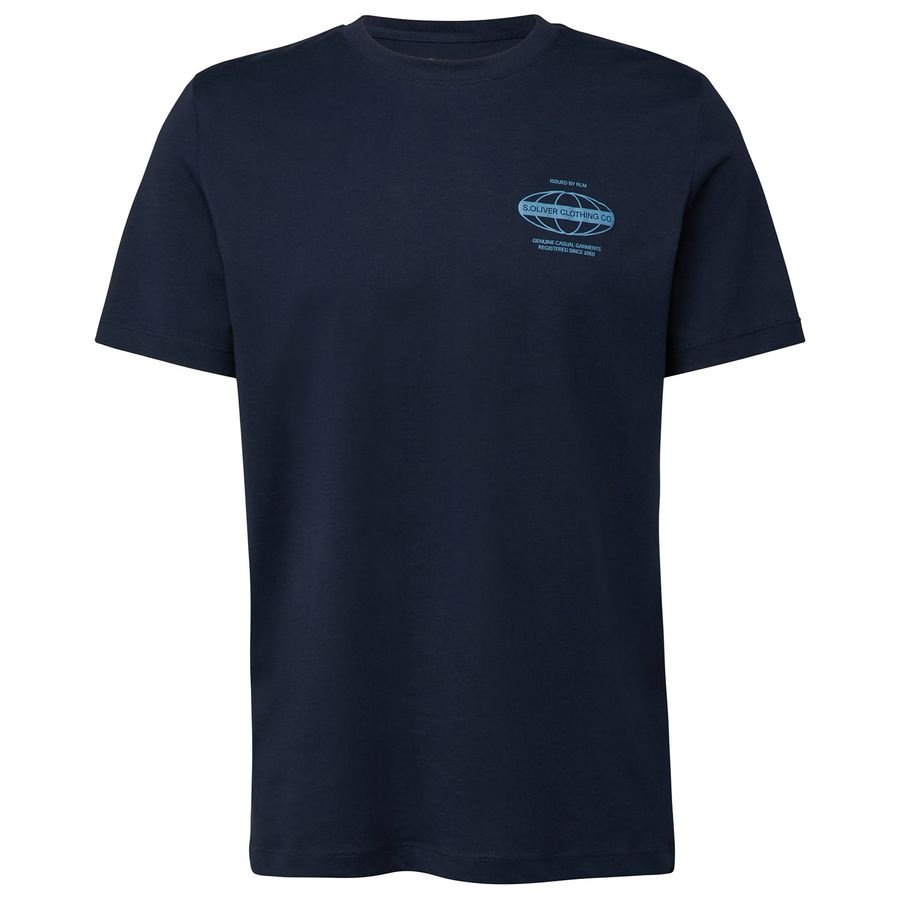 s.Oliver Übergrößen T-Shirt Brustprint dunkelblau