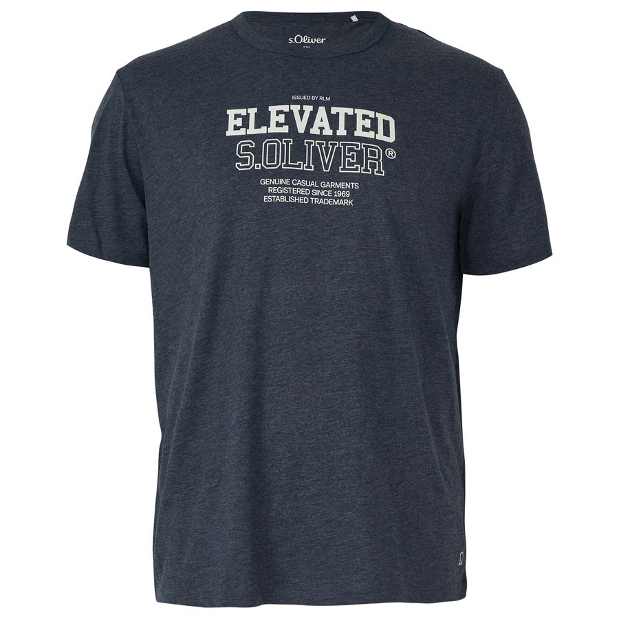 s.Oliver Übergrößen T-Shirt navy melange Logoprint