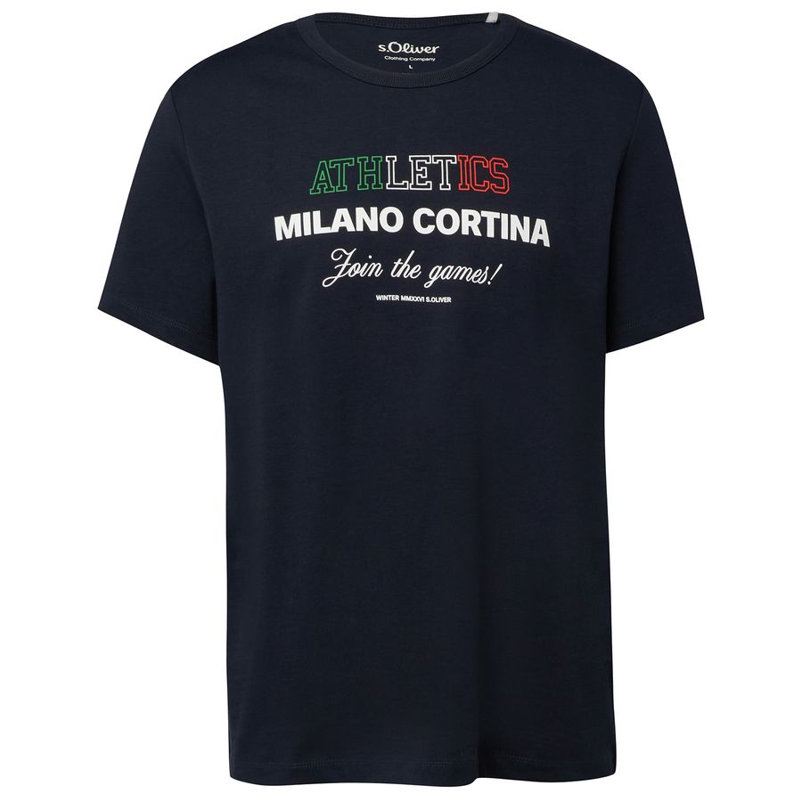 s.Oliver Übergrößen dunkelblau T-Shirt Frontprint