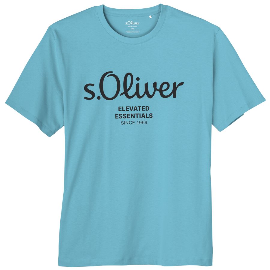 s.Oliver Übergrößen T-Shirt hellblau Logoprint