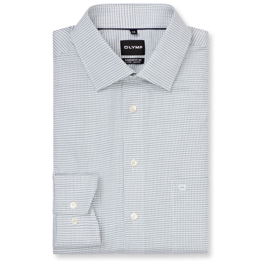 Olymp Langarmhemd Übergröße bügelfrei weiß-grün-navy