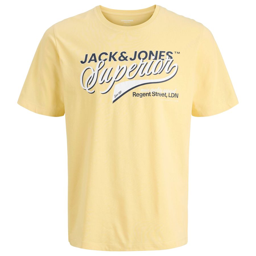 Jack&Jones T-Shirt Übergrößen gelb Logoprint JJELOGO