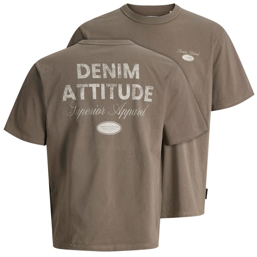 Jack&Jones XXL T-Shirt Rückenprint braun JJEDOVER