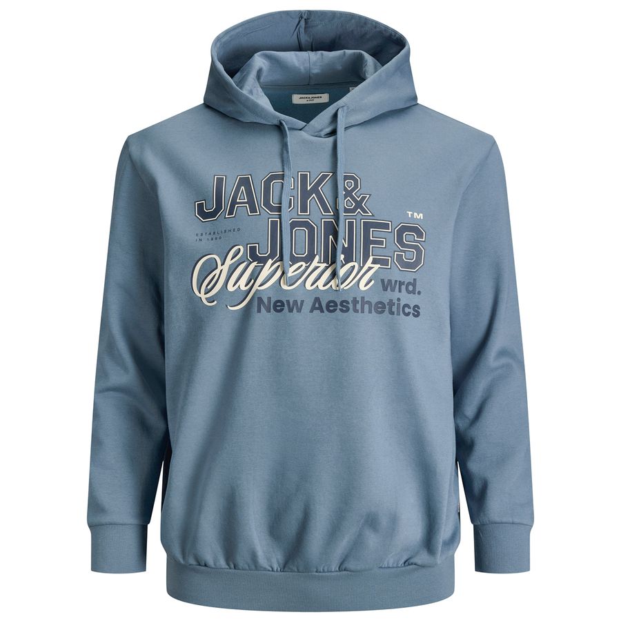 Jack&Jones Übergrößen Hoodie rauchblau JJELOGO Print