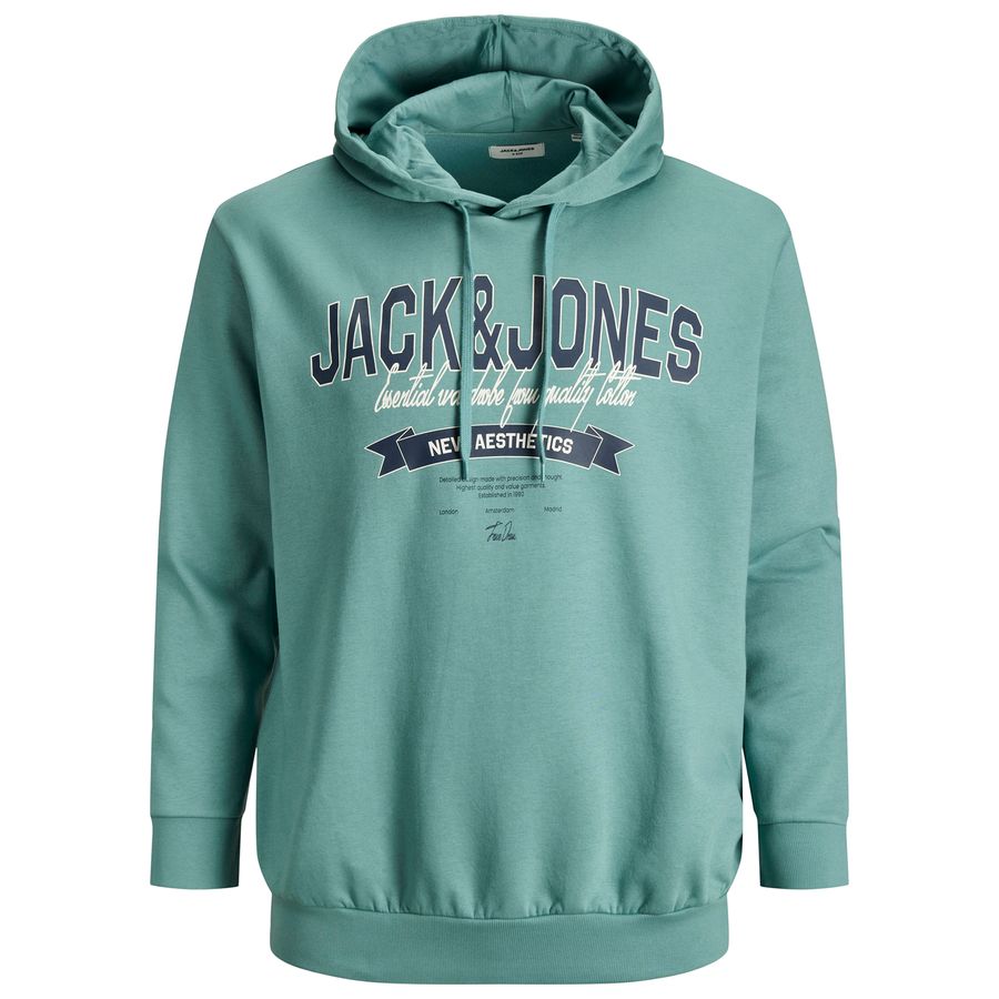 Jack&Jones Übergrößen Hoodie blaugrün JJELOGO Print