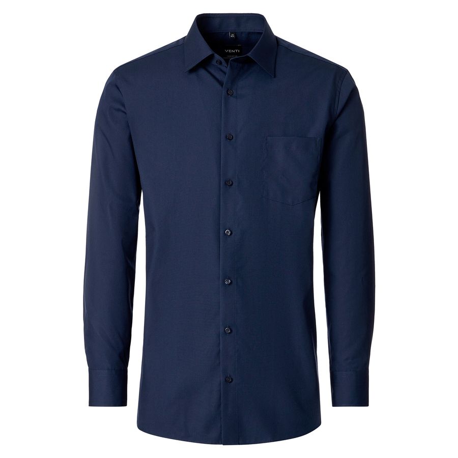 Venti Übergrößen Langarmhemd dunkelblau bügelfrei