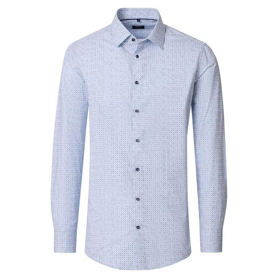 Venti Übergrößen Langarmhemd blau-weiß gemustert