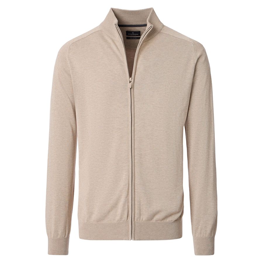 CasaModa Übergrößen Strickjacke beige Stehkragen