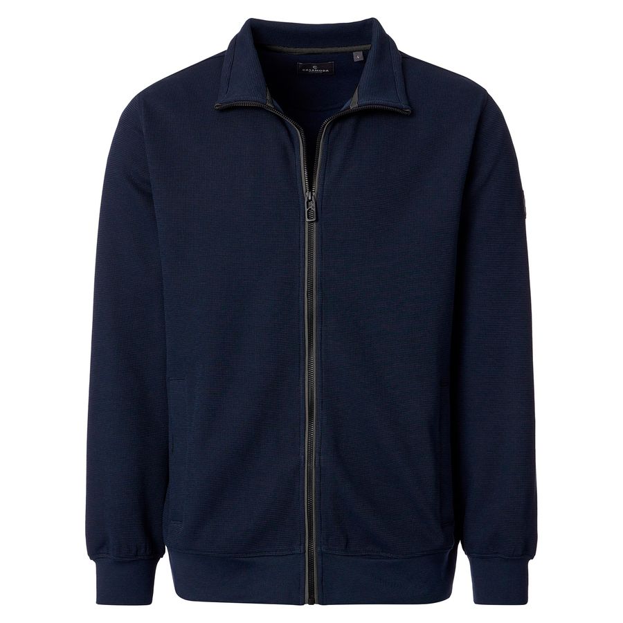 CasaModa Übergrößen Sweatjacke dunkelblau Stehkragen