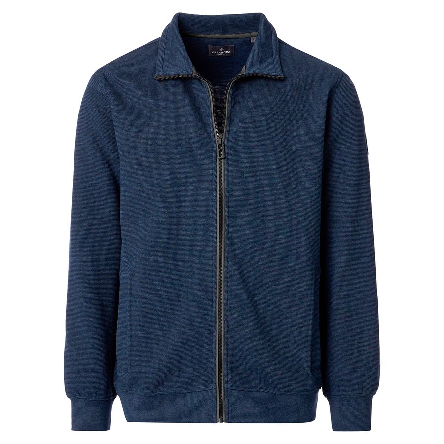 CasaModa Übergrößen Sweatjacke navy melange Struktur