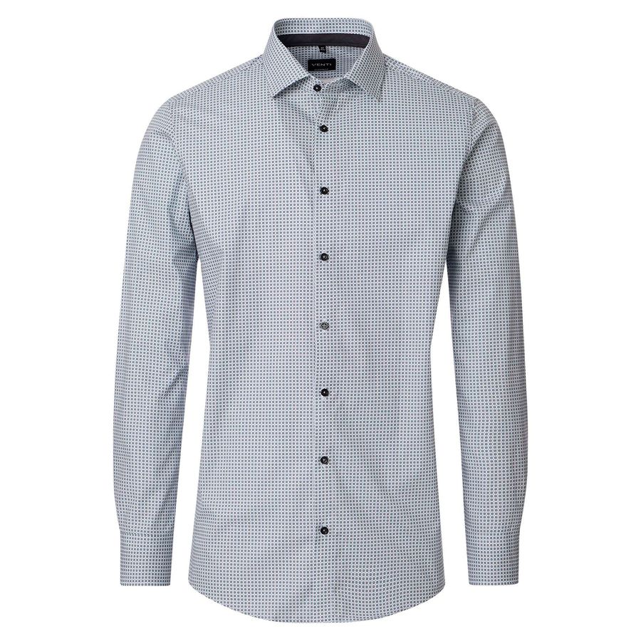 Venti Übergrößen Langarmhemd grau-weiß gemustert