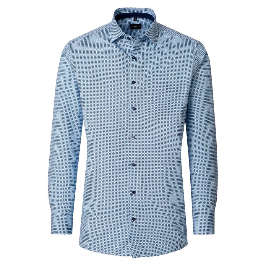 Venti Übergrößen Langarmhemd blau-weiß Muster