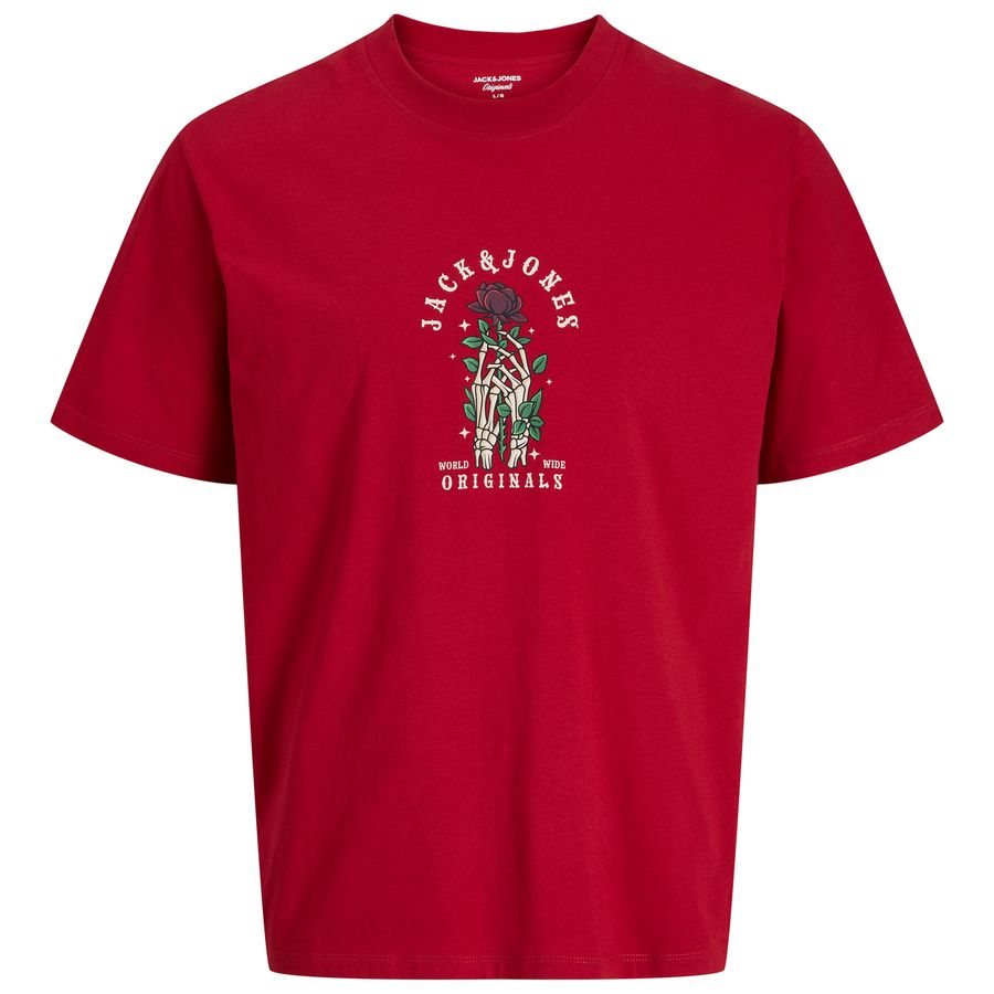 Jack&Jones Übergrößen T-Shirt rot Skull JORCATSKILLS