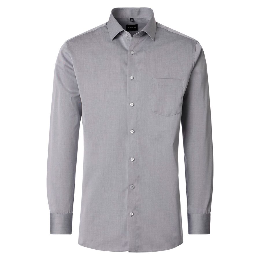 Venti Langarmhemd Übergröße grau bügelfrei