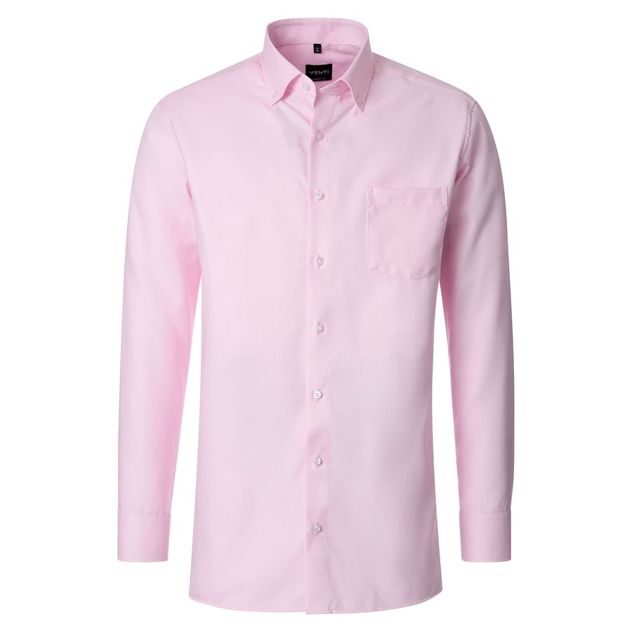 Venti bügelfrei Übergrößen Langarmhemd rosa Struktur