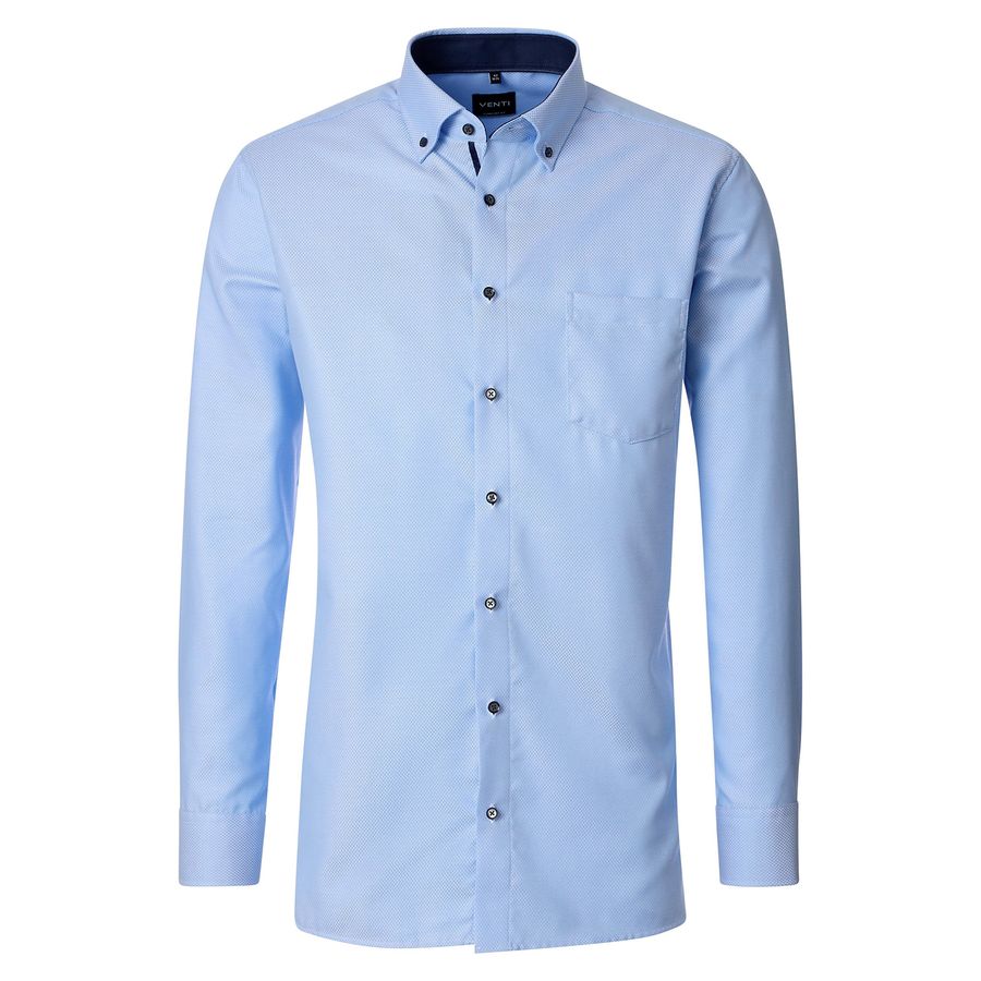 Venti Übergrößen hellblau-weiß Langarmhemd bügelfrei