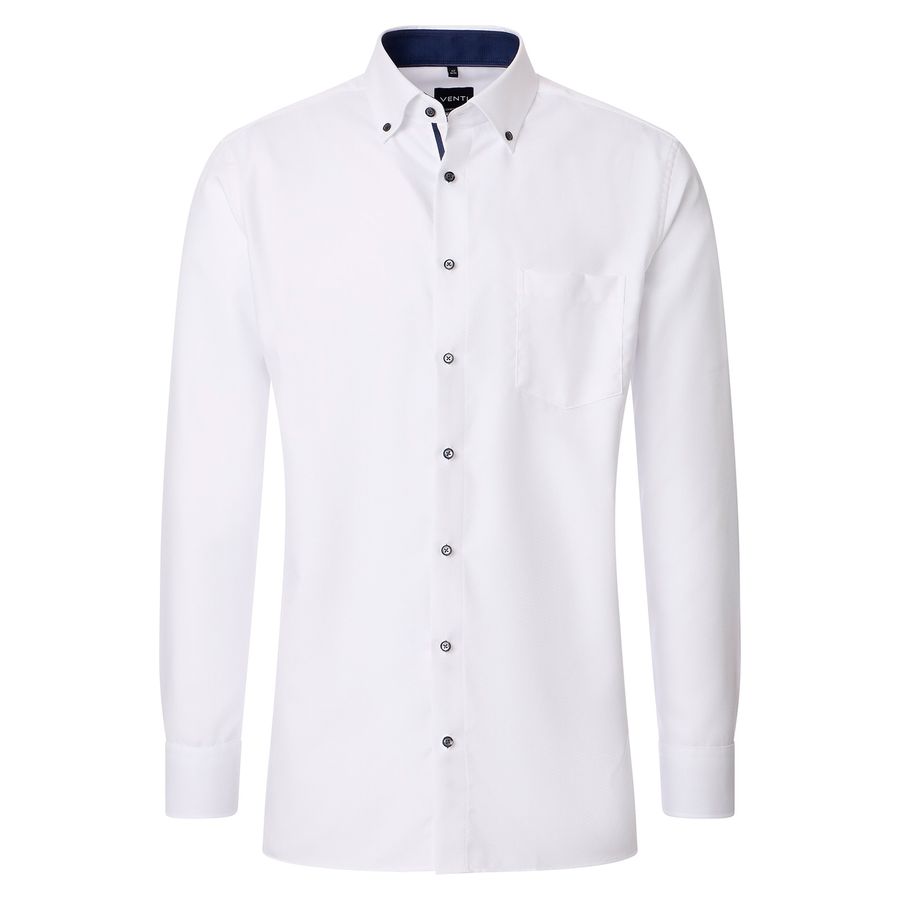 Venti Übergrößen Langarmhemd Struktur weiß bügelfrei