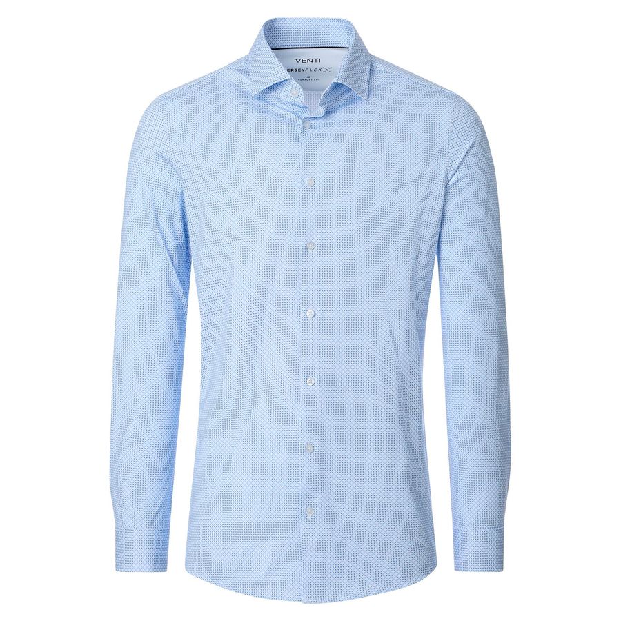Venti Übergrößen Langarmhemd blau-weiß gemustert